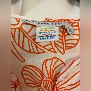 Gretchen Scott Beach Coverup.  100% Cotton,size Large.Lightweight White & Orange